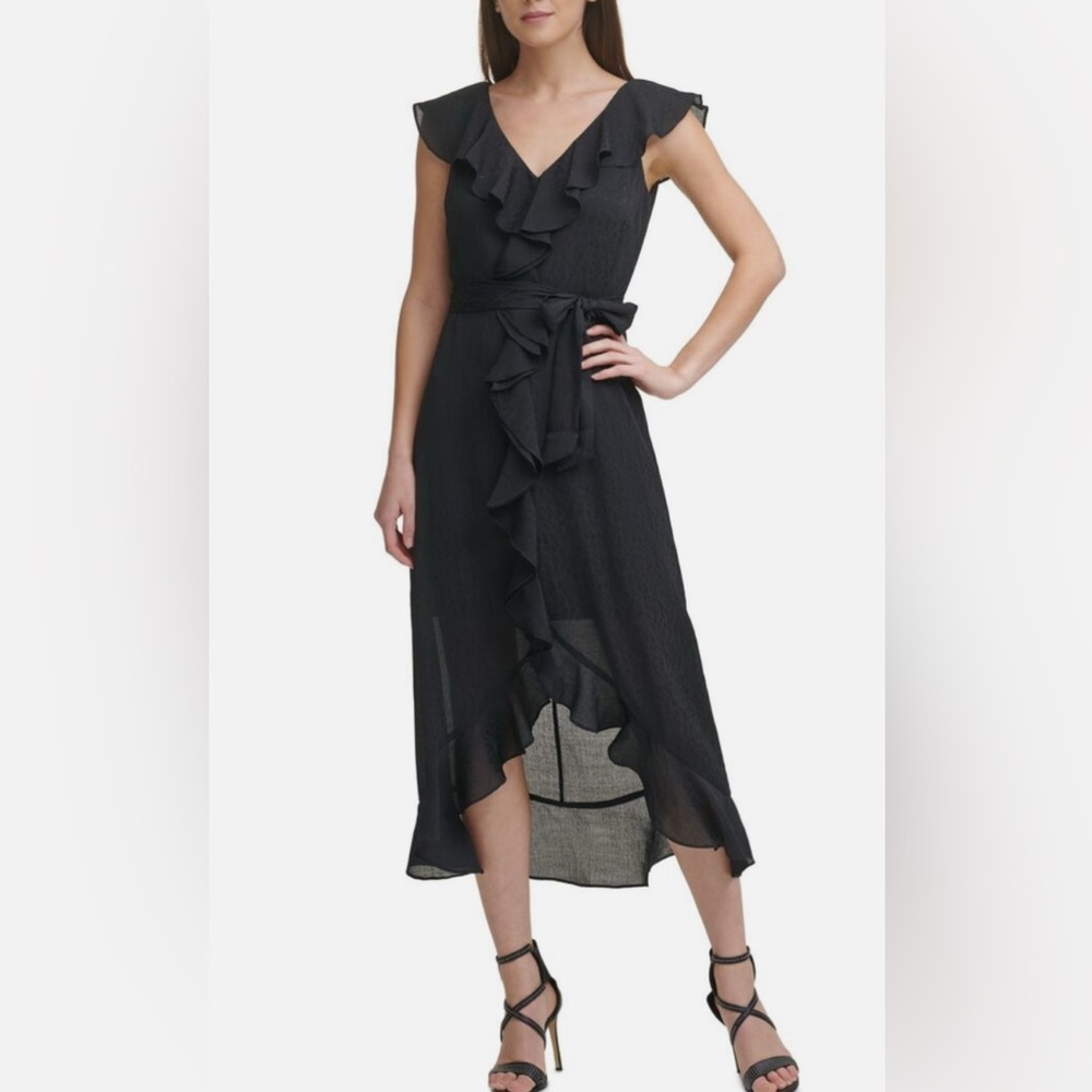 DKNY black high-low dress